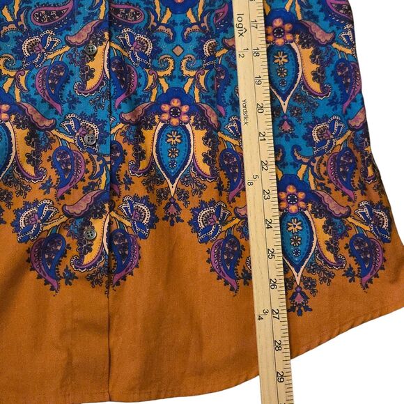 Tyler Boe Size 12 Top Orange/Blue Paisley Corp Core Fall Business Work - Picture 11 of 13